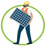 Builder carrying a solar panel